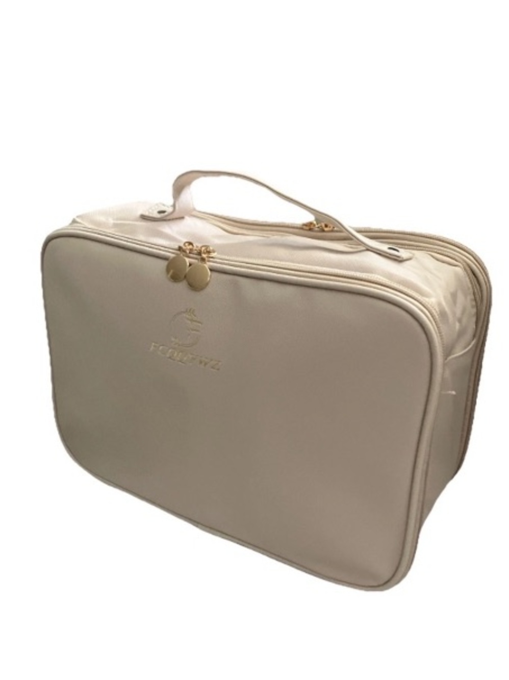 Travel Makeup Bag Women's Cosmetic Organizer Storage Toiletry Brush Holder Beige
